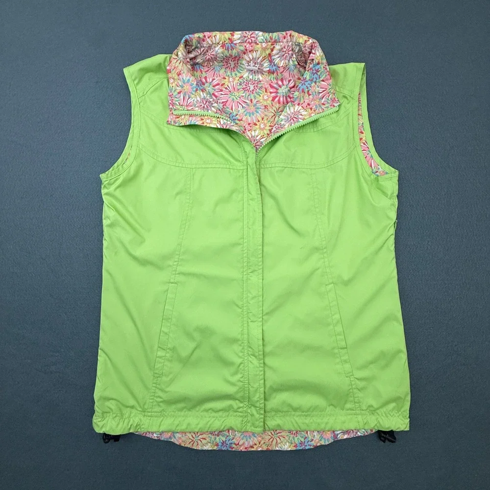 Peter Millar Wind Vest Women‎ Reversible Floral Green Windbreaker Full Zip Golf